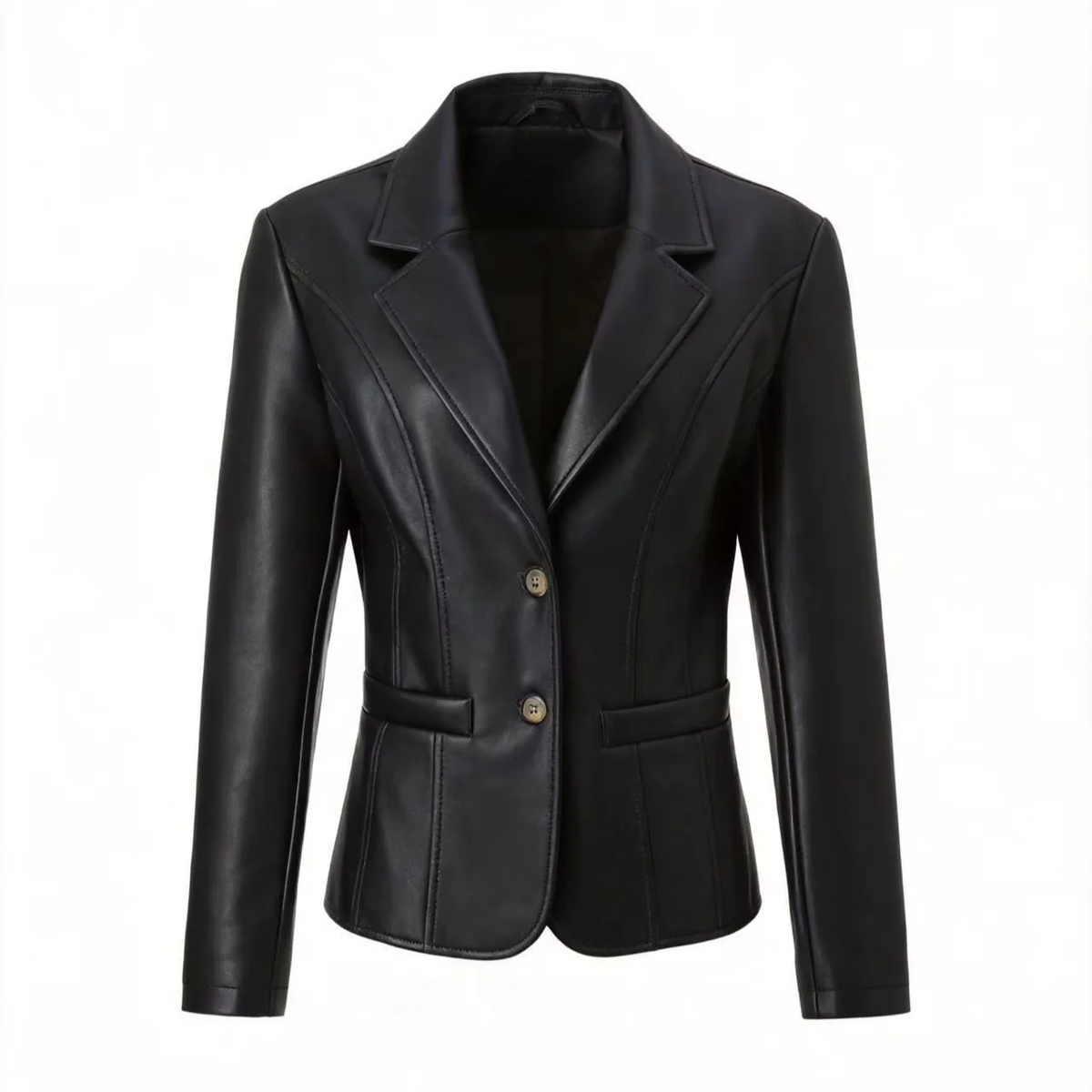 Slim Tailored Lapel Faux Leather Jacket
