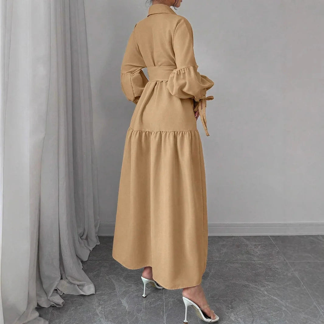 Collared Long Sleeve Maxi Dress